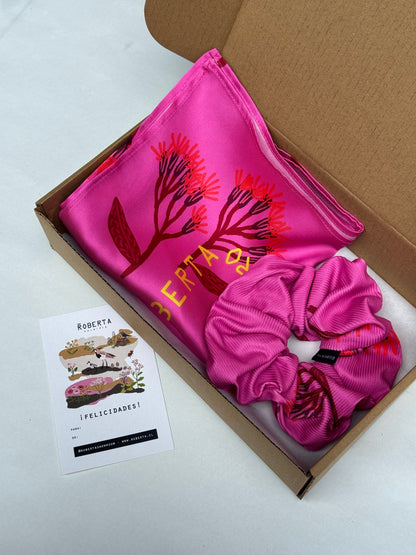 CAJA SET FLORES FUCSIA