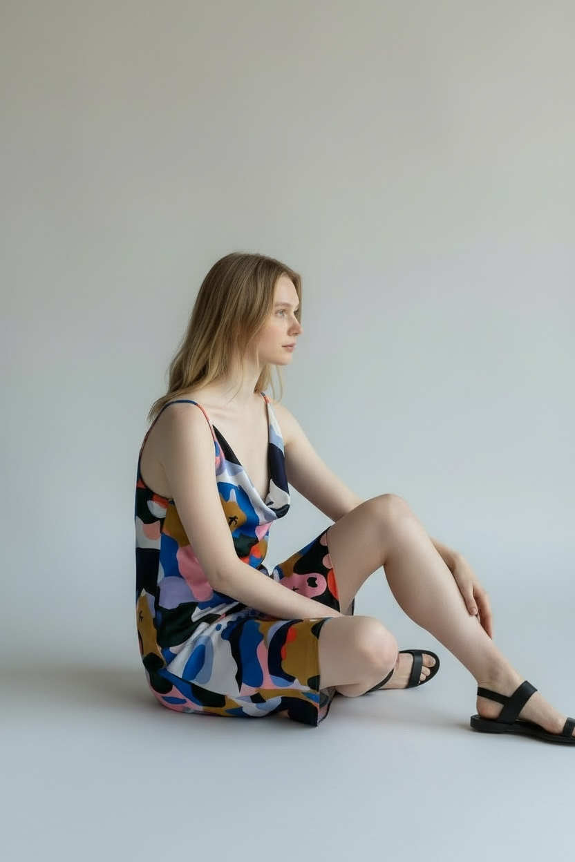 VESTIDO DRAPEADO VOLCANES AZUL