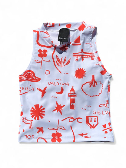 TOP HALTER MAPA ROJO