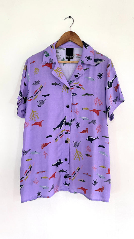 CAMISA GUAYABERA MARINO LILA