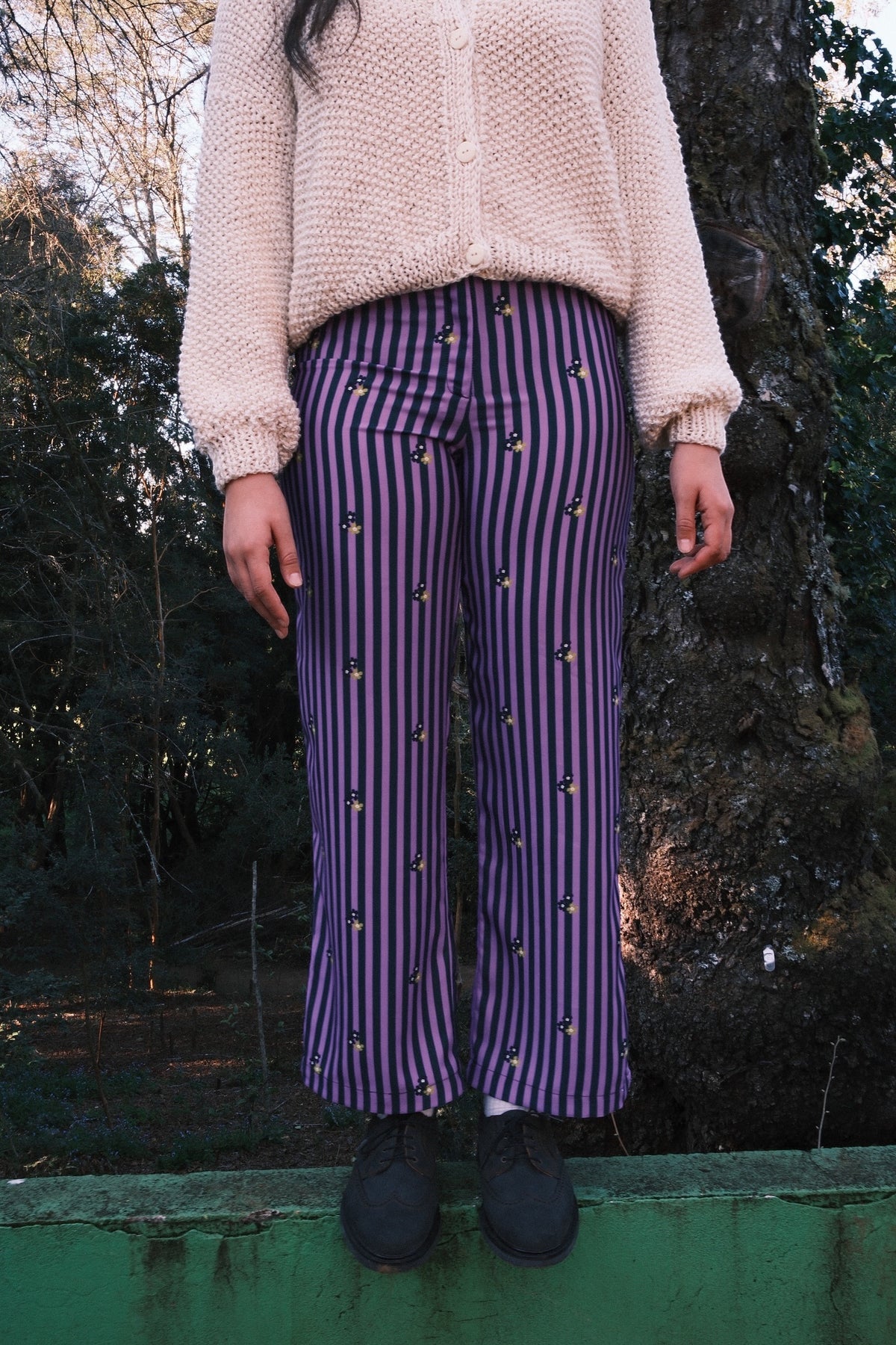 PANTALON TUBO RAYAS FLORES CUPRO
