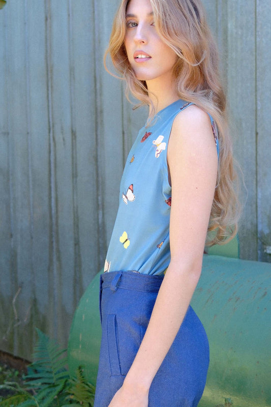 TOP MIRLO MARIPOSAS CELESTE