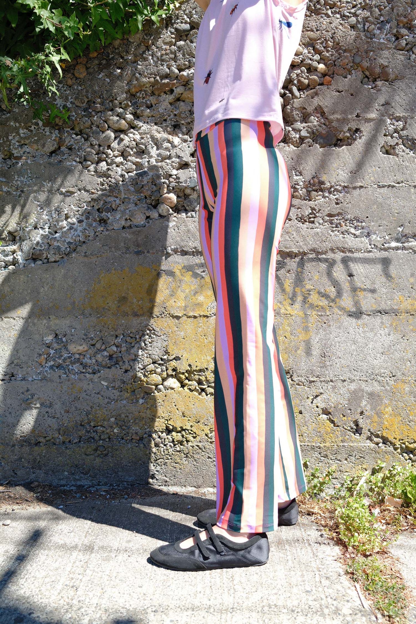 CALZAS RECTAS RAYAS ROSA NARANJA