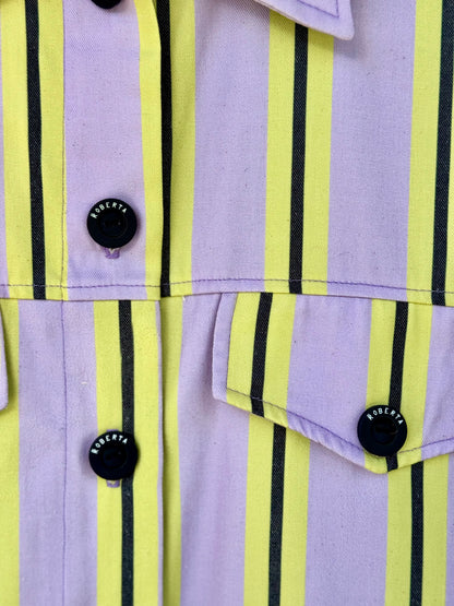 CHAQUETA POOL LARGA RAYAS LILA AMARILLO