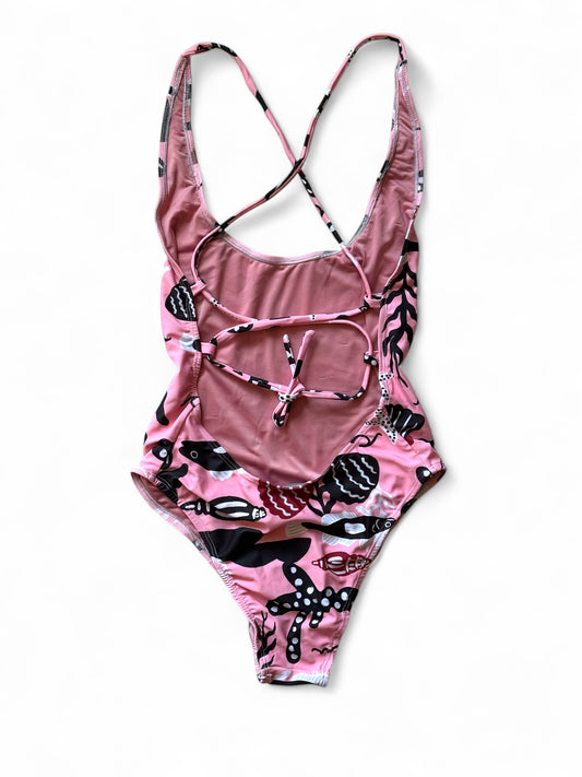 TRAJE DE BAÑO TIRAS PECES ROSA