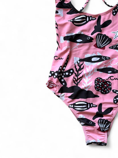 TRAJE DE BAÑO TIRAS PECES ROSA