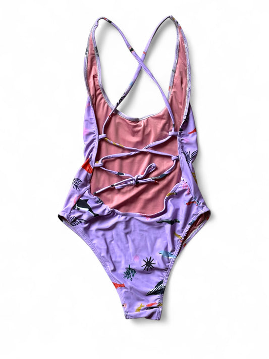 TRAJE DE BAÑO TIRAS MARINO LILA