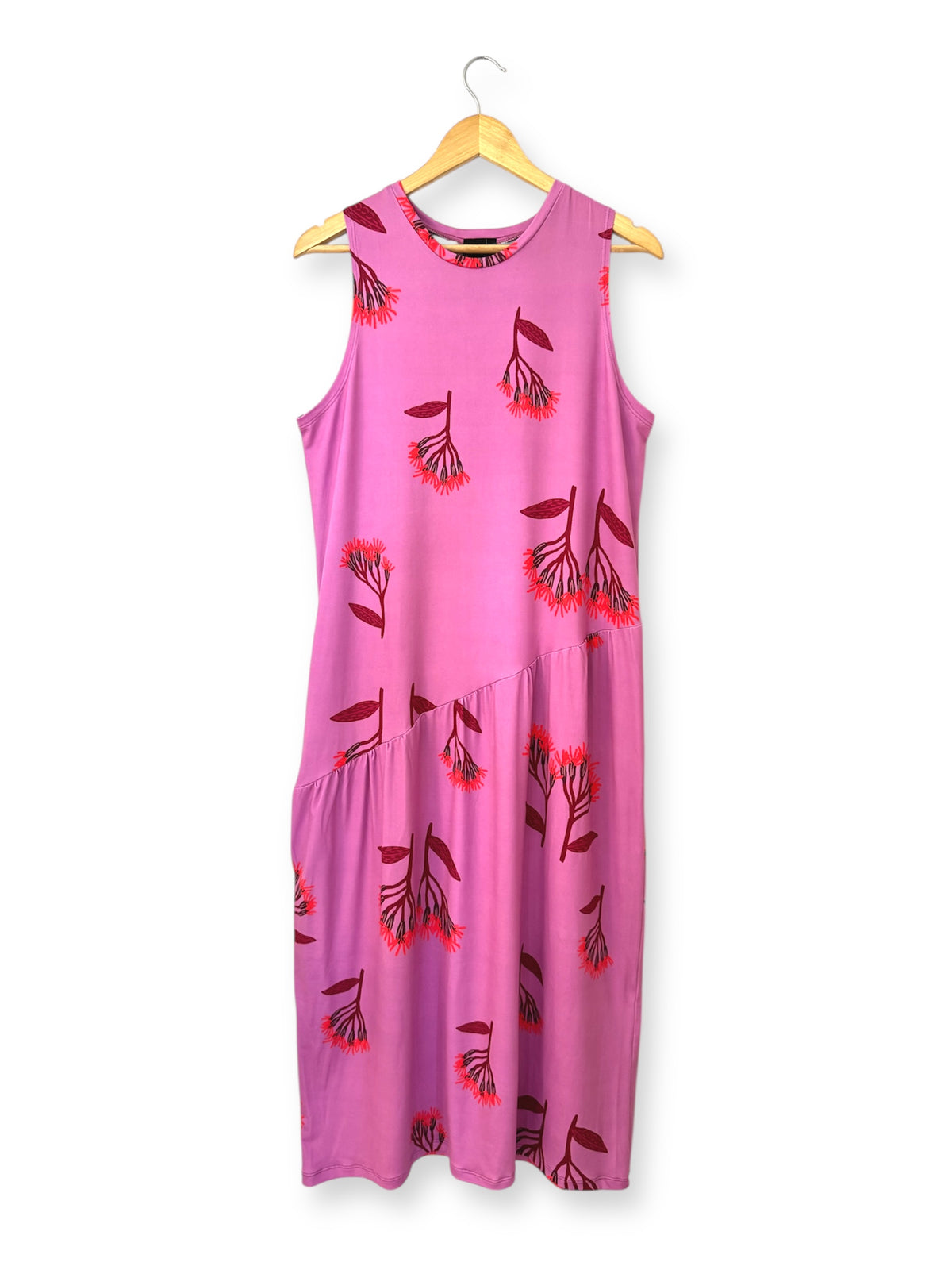 VESTIDO BLUME LARGO FLORES FUCSIA