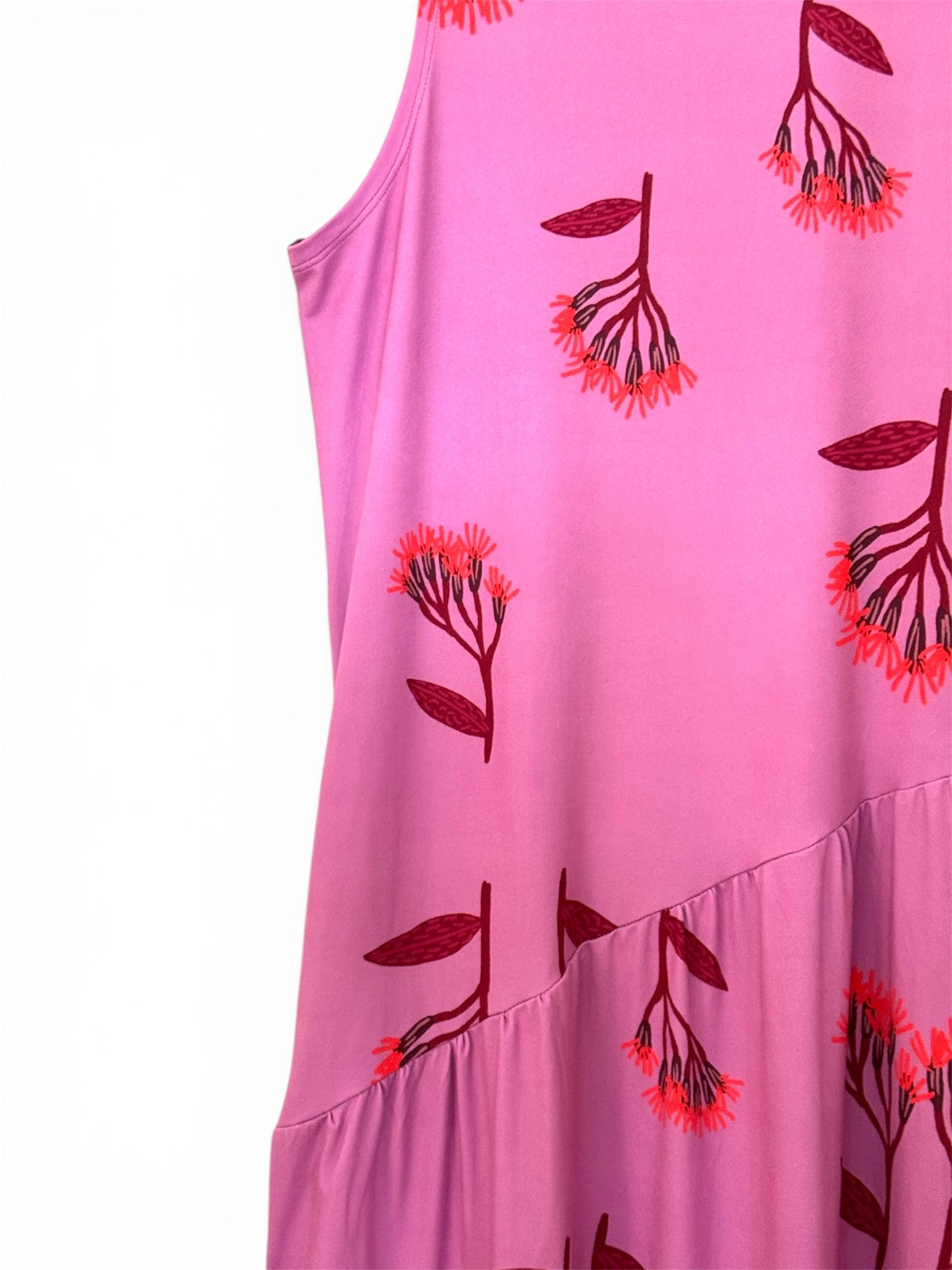 VESTIDO BLUME LARGO FLORES FUCSIA