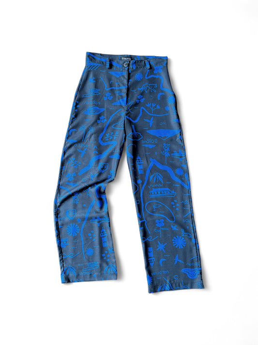 PANTALON TUBO MAPA AZUL NEGRO