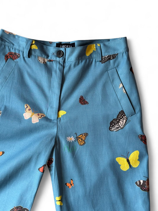 PANTALON TUBO MARIPOSAS CELESTE