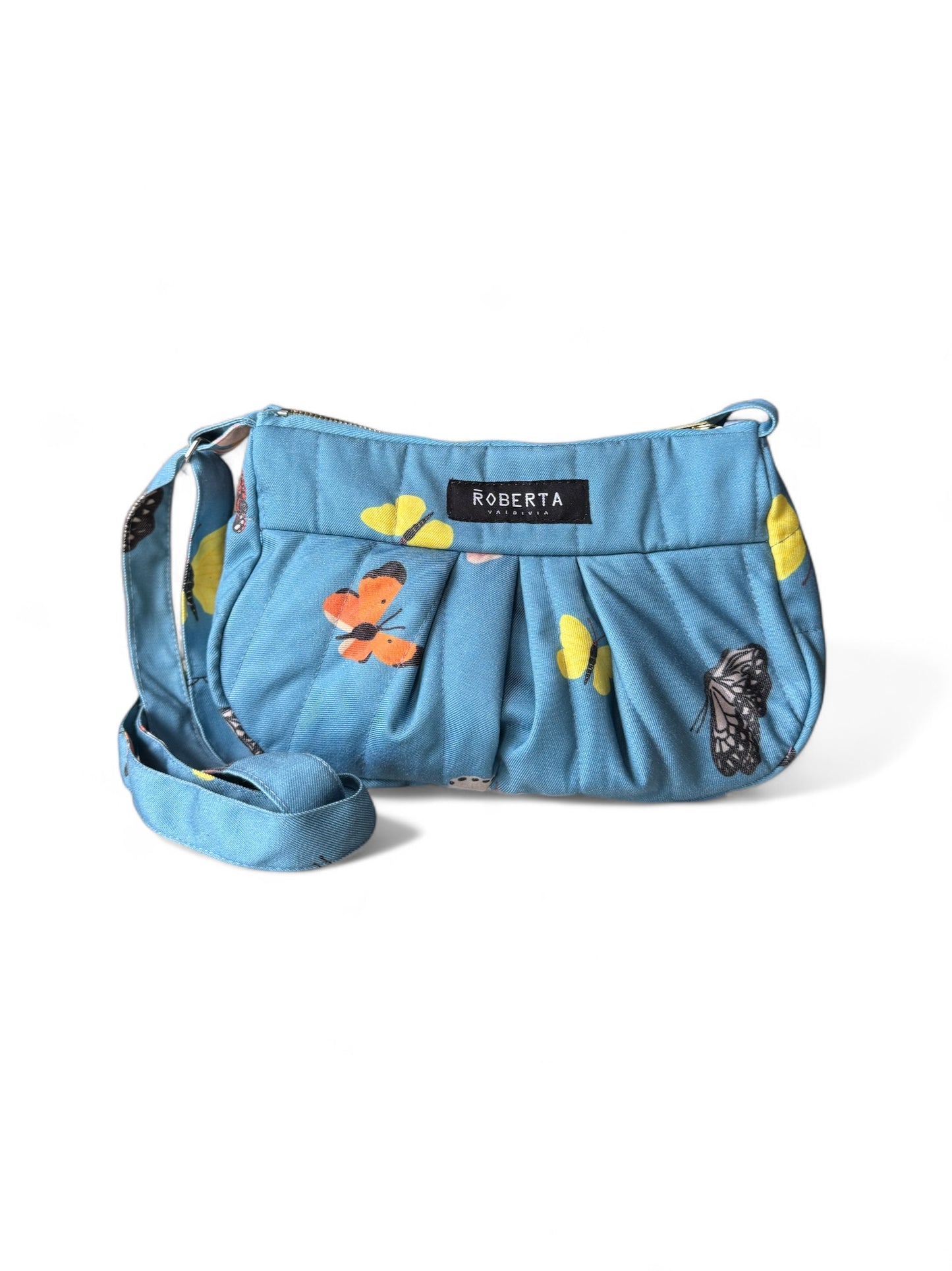 CARTERA ACOLCHADA MARIPOSAS CELESTE