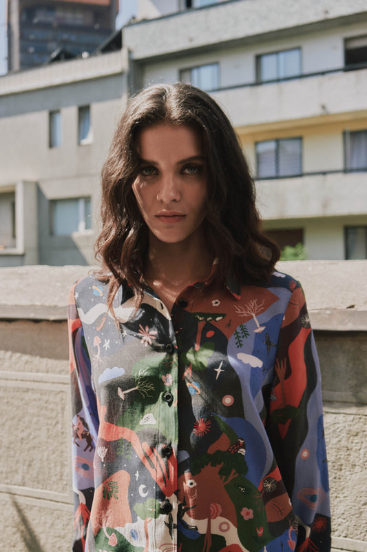 CAMISA BOTONERA CORTA BOSQUE MÁGICO