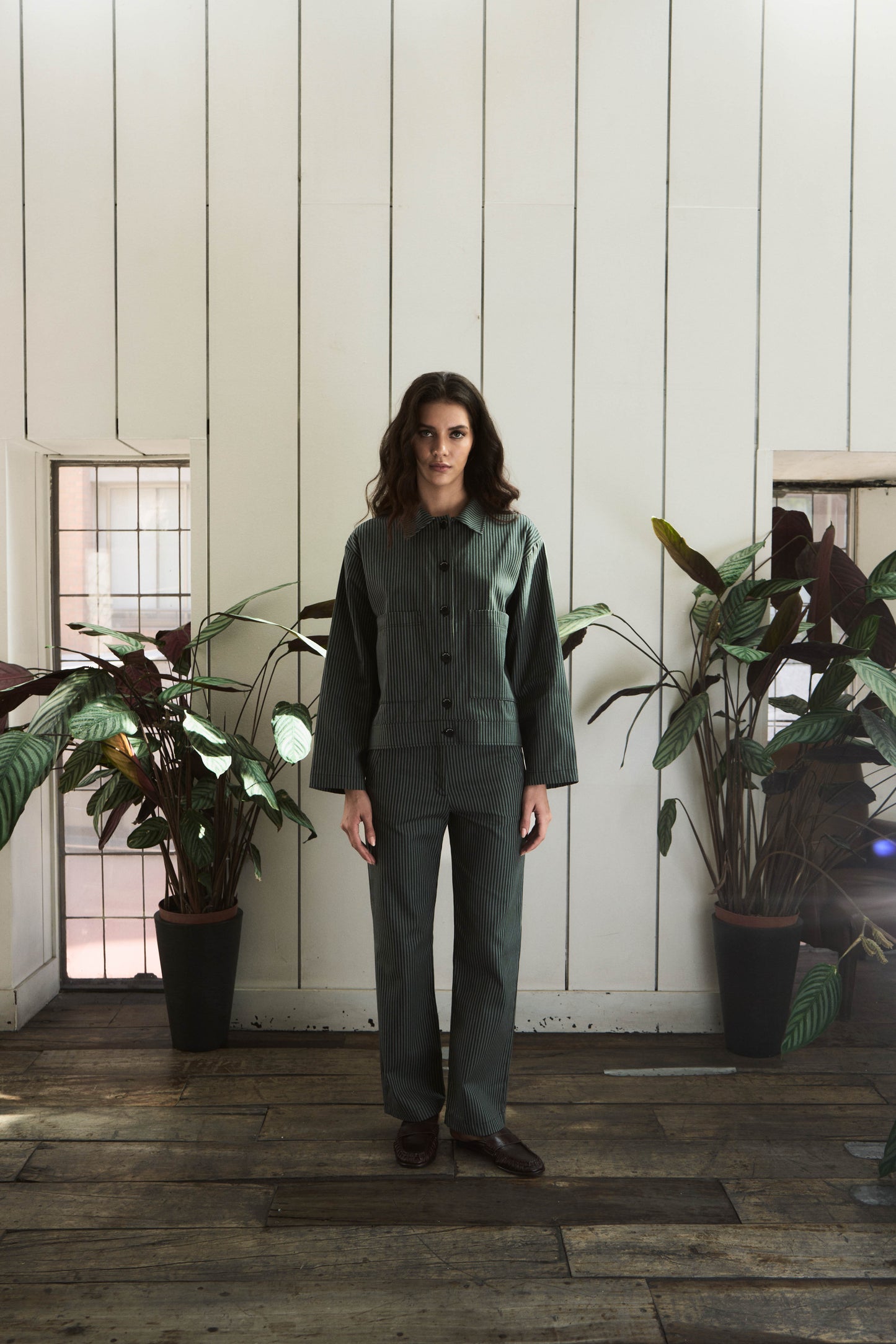 CHAQUETA POOL RAYAS VERDE