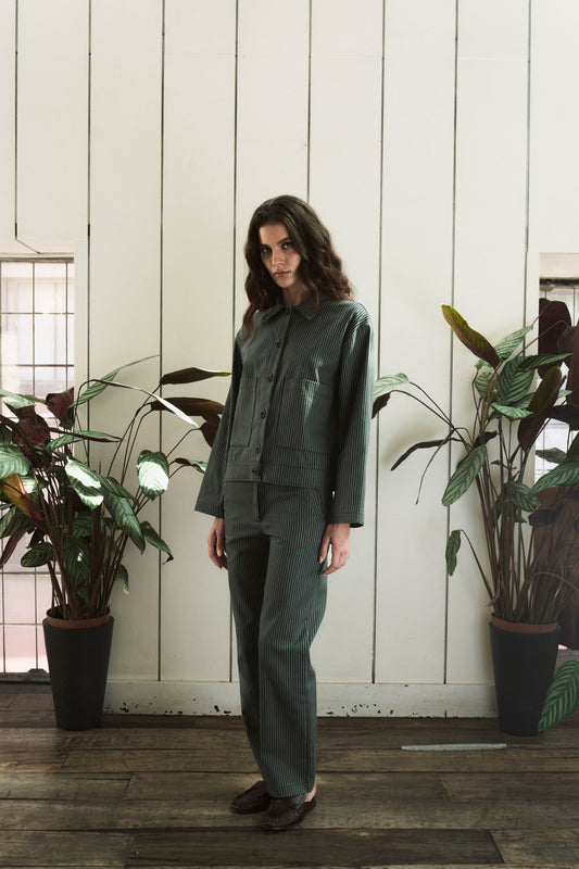 PANTALON RECTO RAYAS VERDE