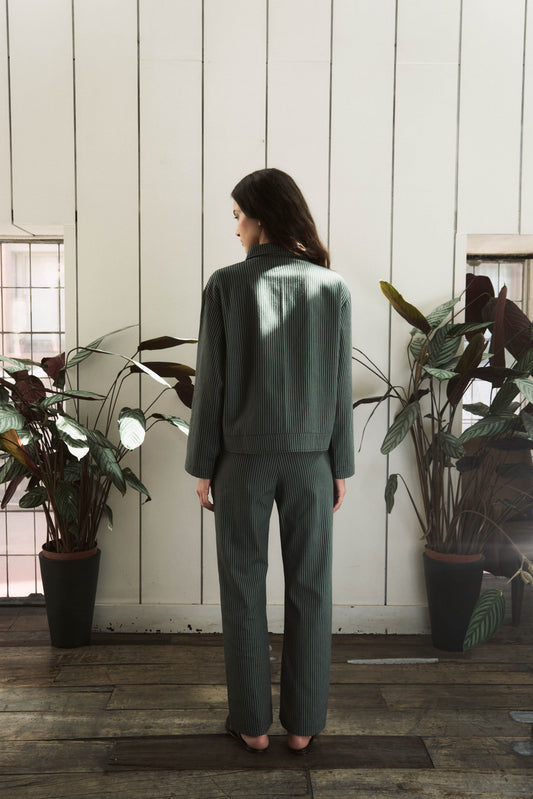 PANTALON RECTO RAYAS VERDE