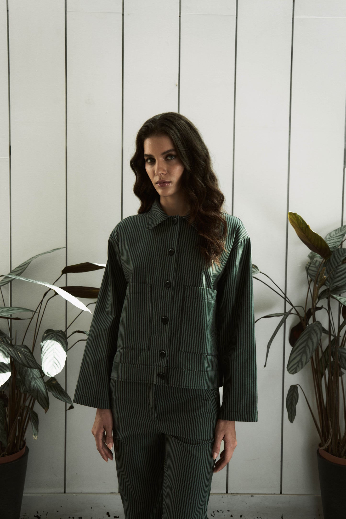 CHAQUETA POOL RAYAS VERDE
