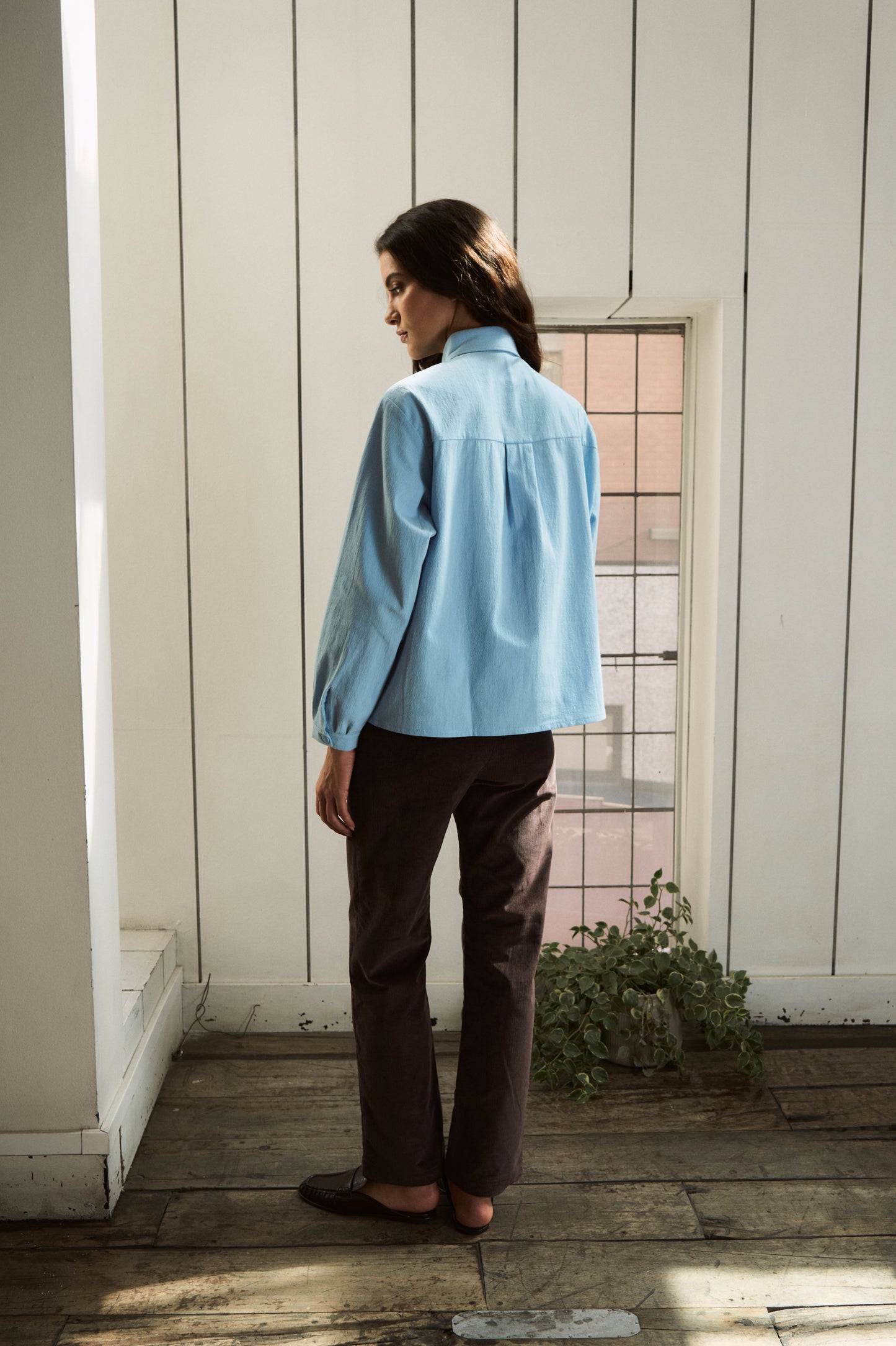 CAMISA DORA ALGODÓN CELESTE