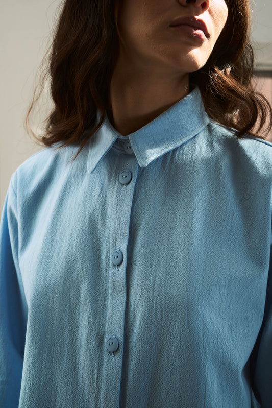 CAMISA DORA ALGODÓN CELESTE