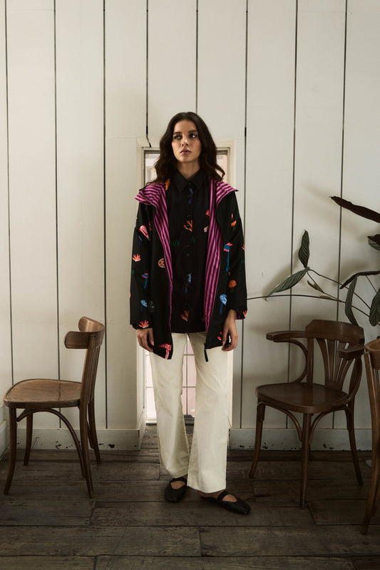 CHAQUETA IMPERMEABLE REVERSIBLE HONGOS/RAYAS