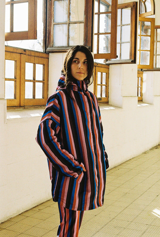 CHAQUETA IMPERMEABLE REVERSIBLE PAISAJE DÍA/RAYAS