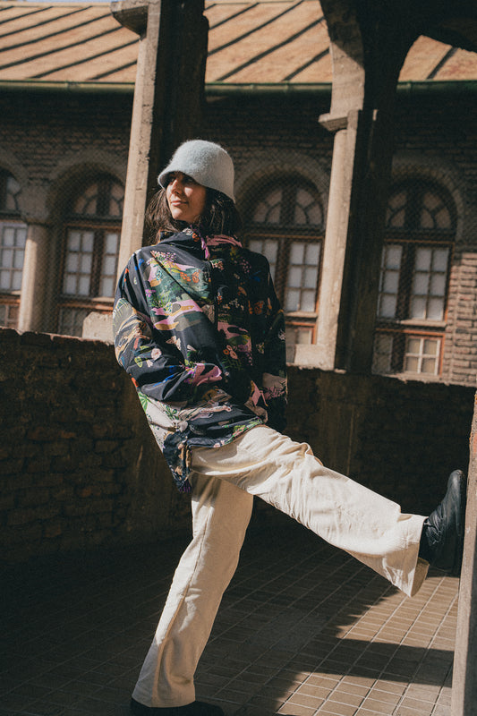 CHAQUETA IMPERMEABLE REVERSIBLE CAMPO NOCHE/RAYAS