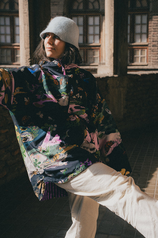 CHAQUETA IMPERMEABLE REVERSIBLE CAMPO NOCHE/RAYAS