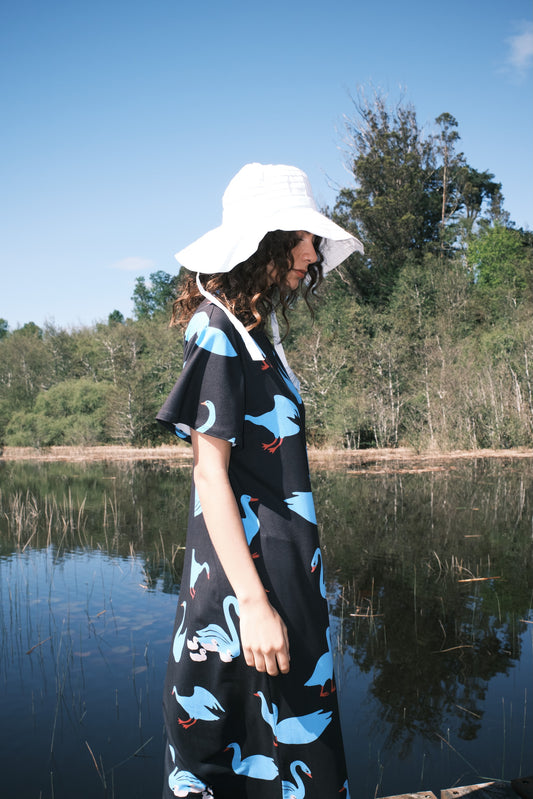 VESTIDO TORTUGA LARGO CISNES AZUL