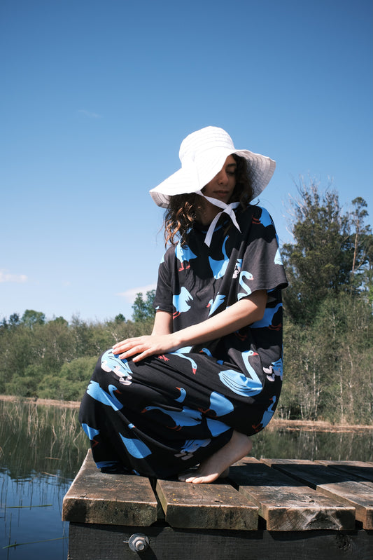 VESTIDO TORTUGA LARGO CISNES AZUL