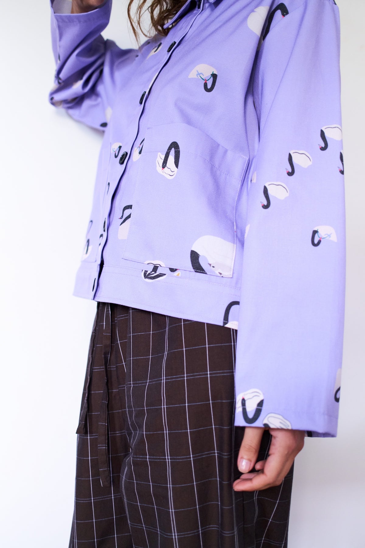 CHAQUETA POOL BANDADA MALVA