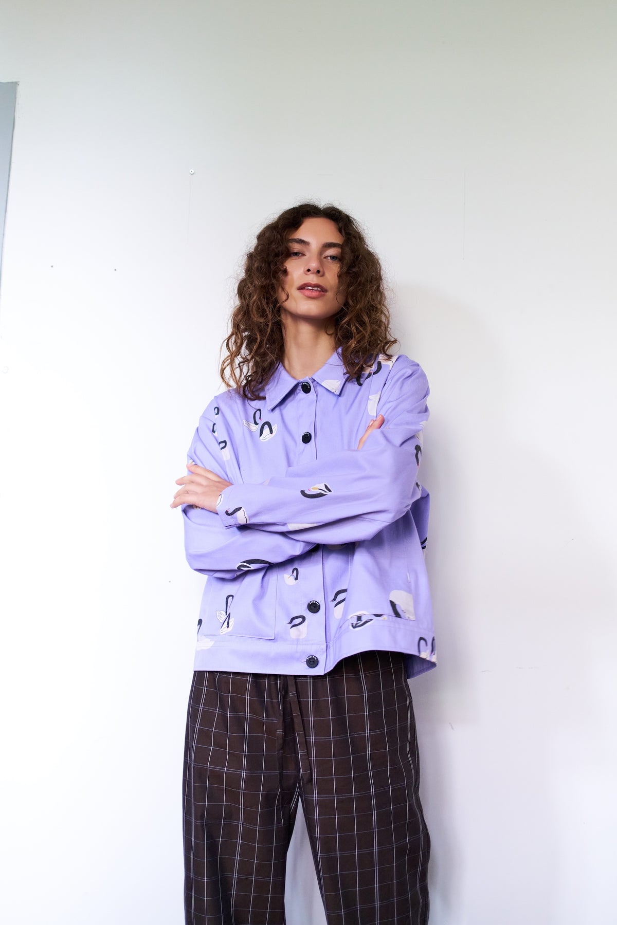 CHAQUETA POOL BANDADA MALVA