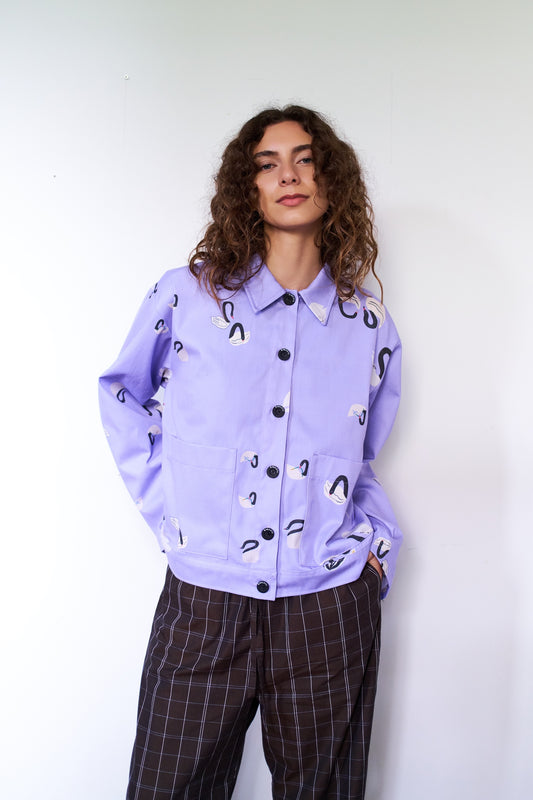 CHAQUETA POOL BANDADA MALVA