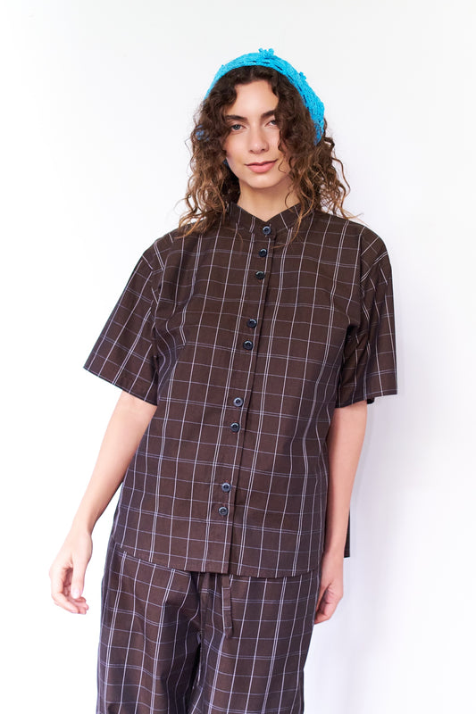 CAMISA GLOBO MAO ESCOCES CAFE