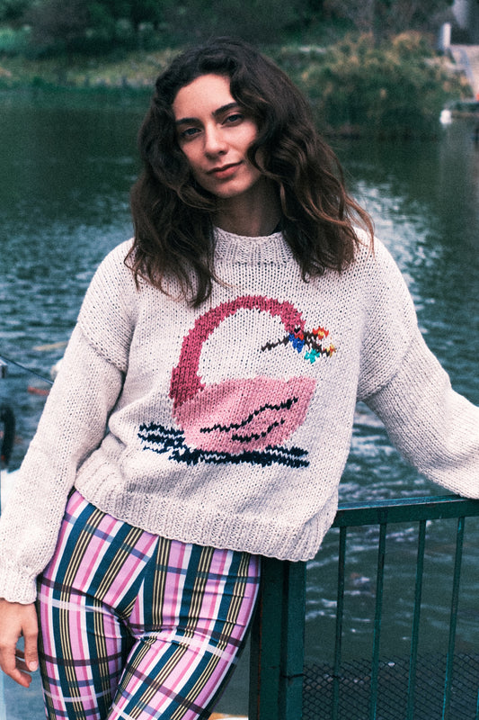 SWEATER CISNE ROSA CRUDO