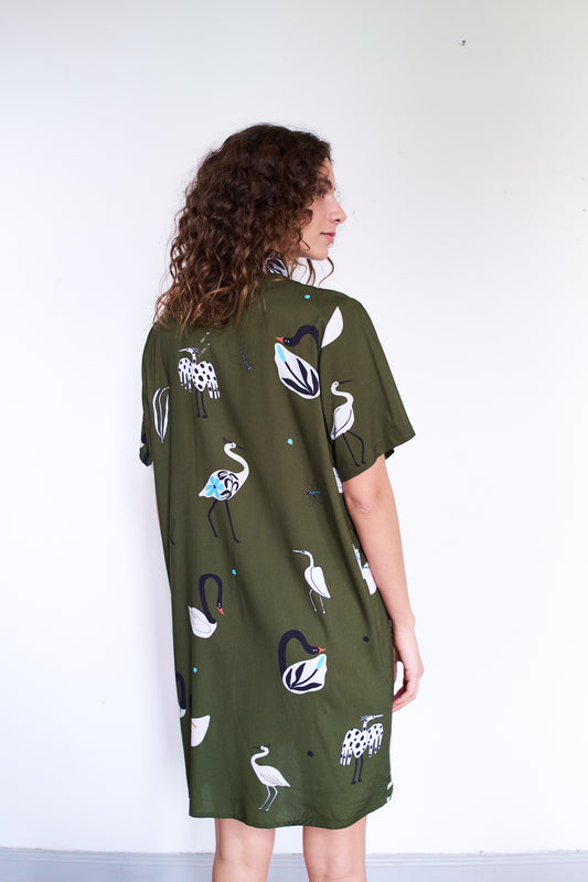 CAMISA BOTONERA LARGA GARZA VERDE