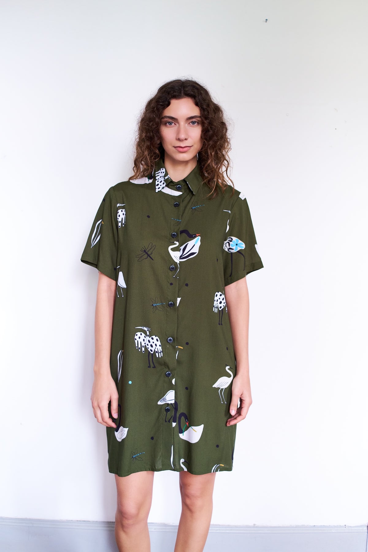 CAMISA BOTONERA LARGA GARZA VERDE
