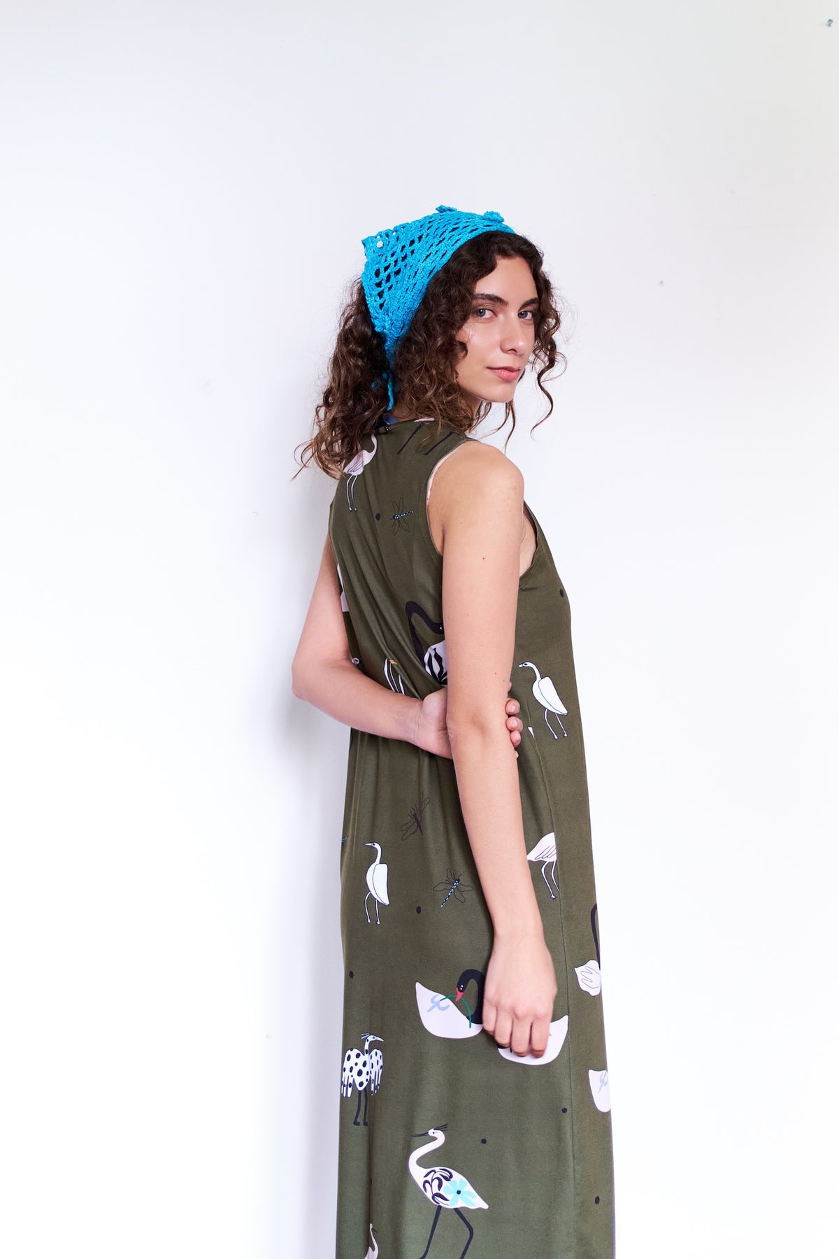VESTIDO A GARZA VERDE