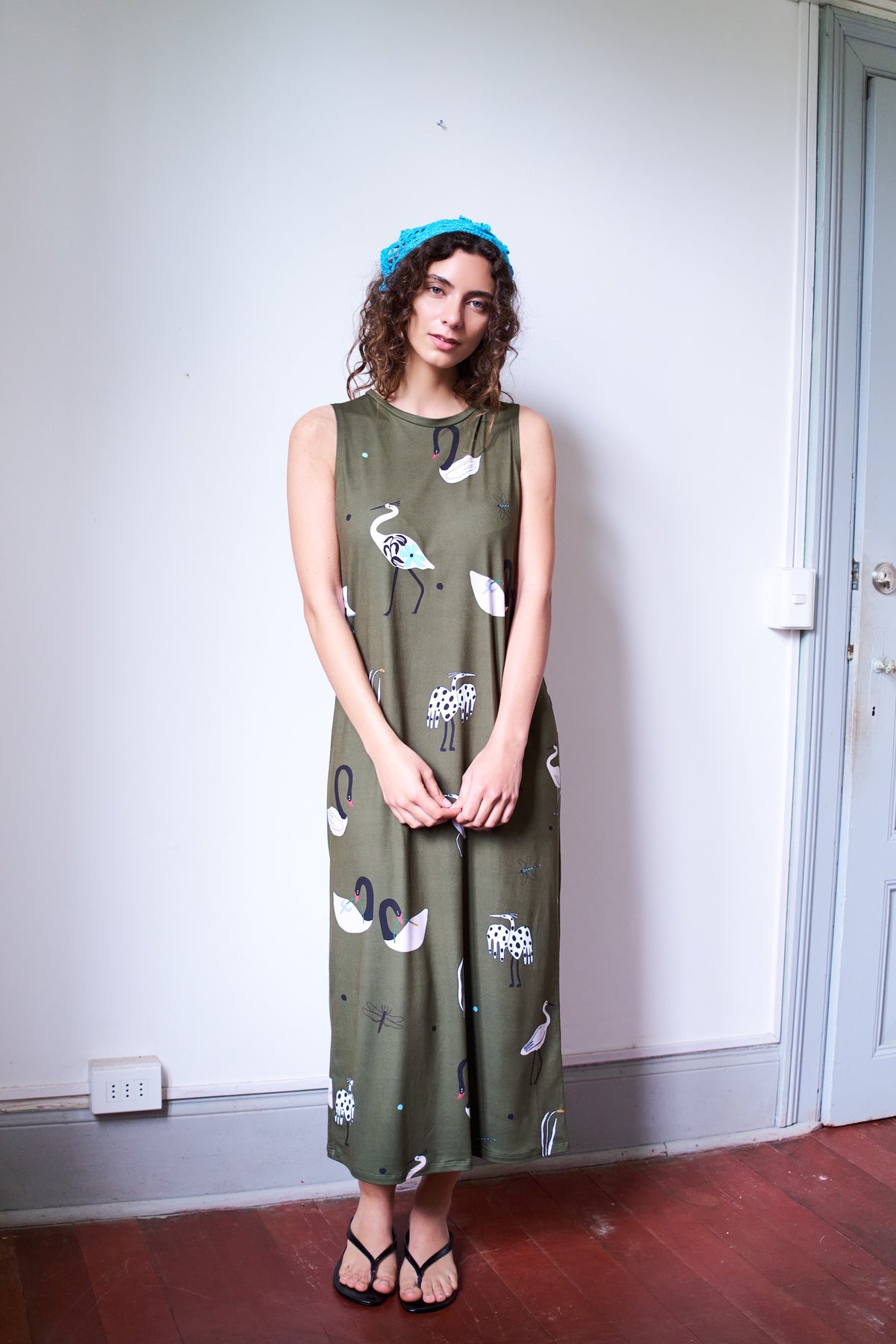VESTIDO A GARZA VERDE