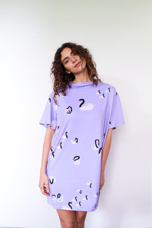 VESTIDO TORTUGA BANDADA MALVA