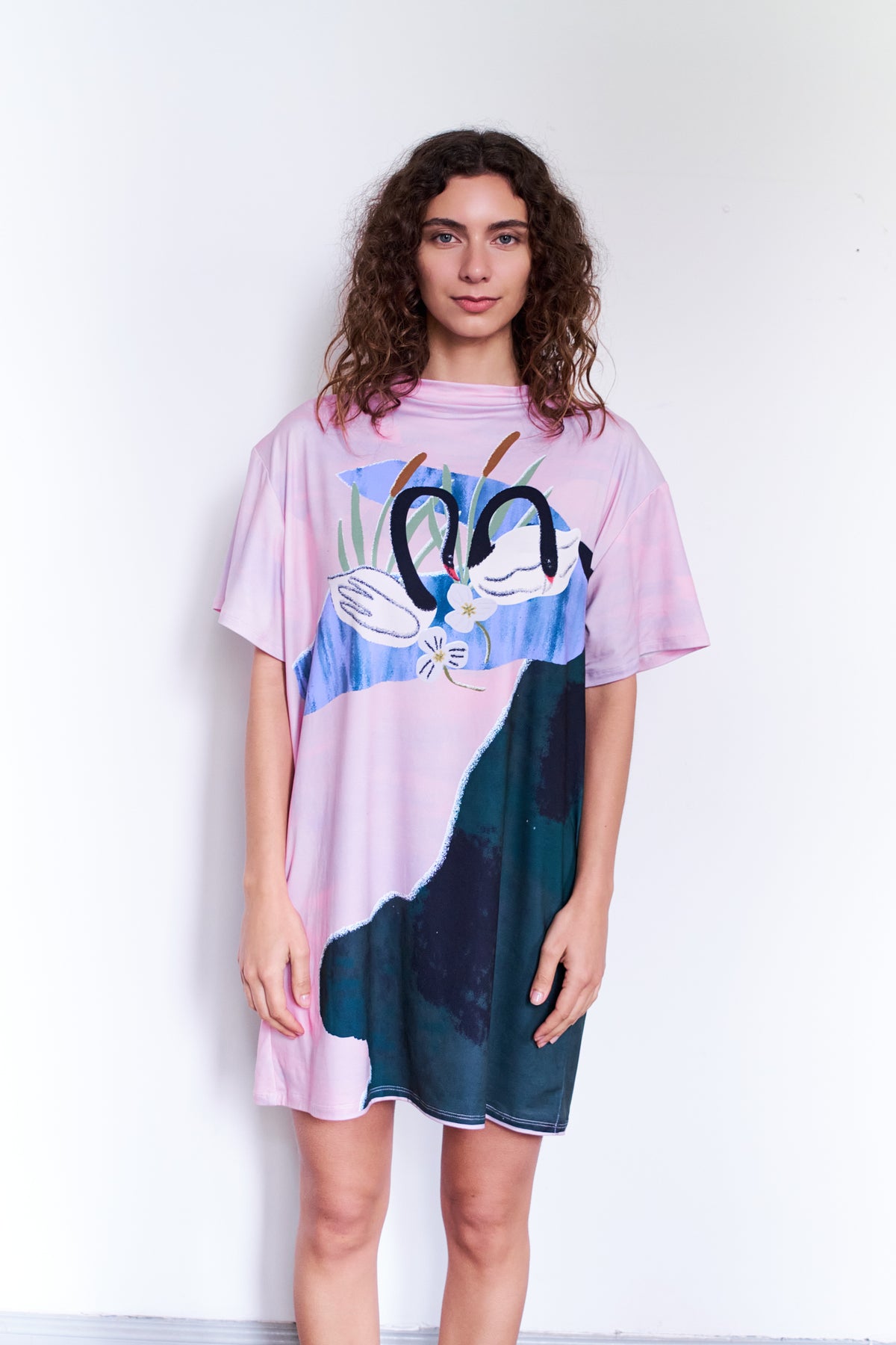 VESTIDO TORTUGA CUADRO CISNES