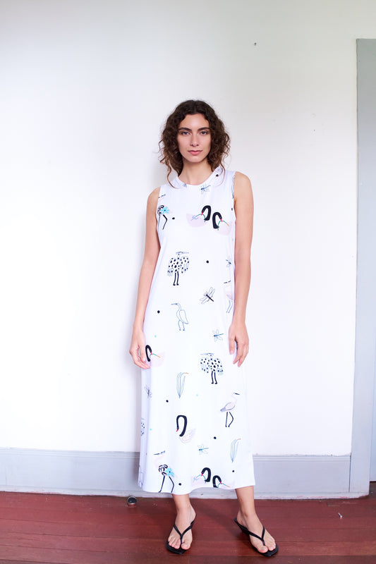 VESTIDO A GARZA BLANCO