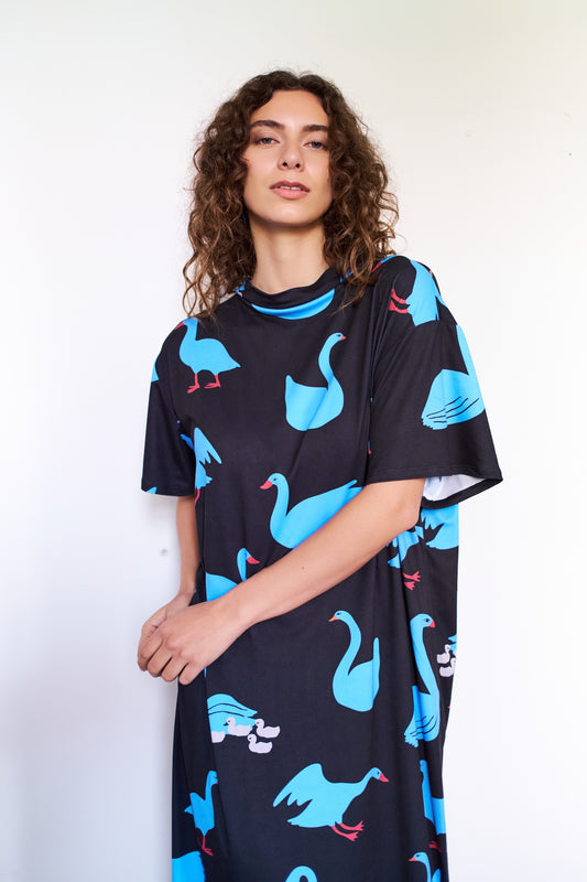 VESTIDO TORTUGA LARGO CISNES AZUL