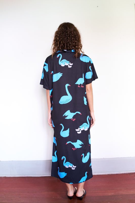 VESTIDO TORTUGA LARGO CISNES AZUL