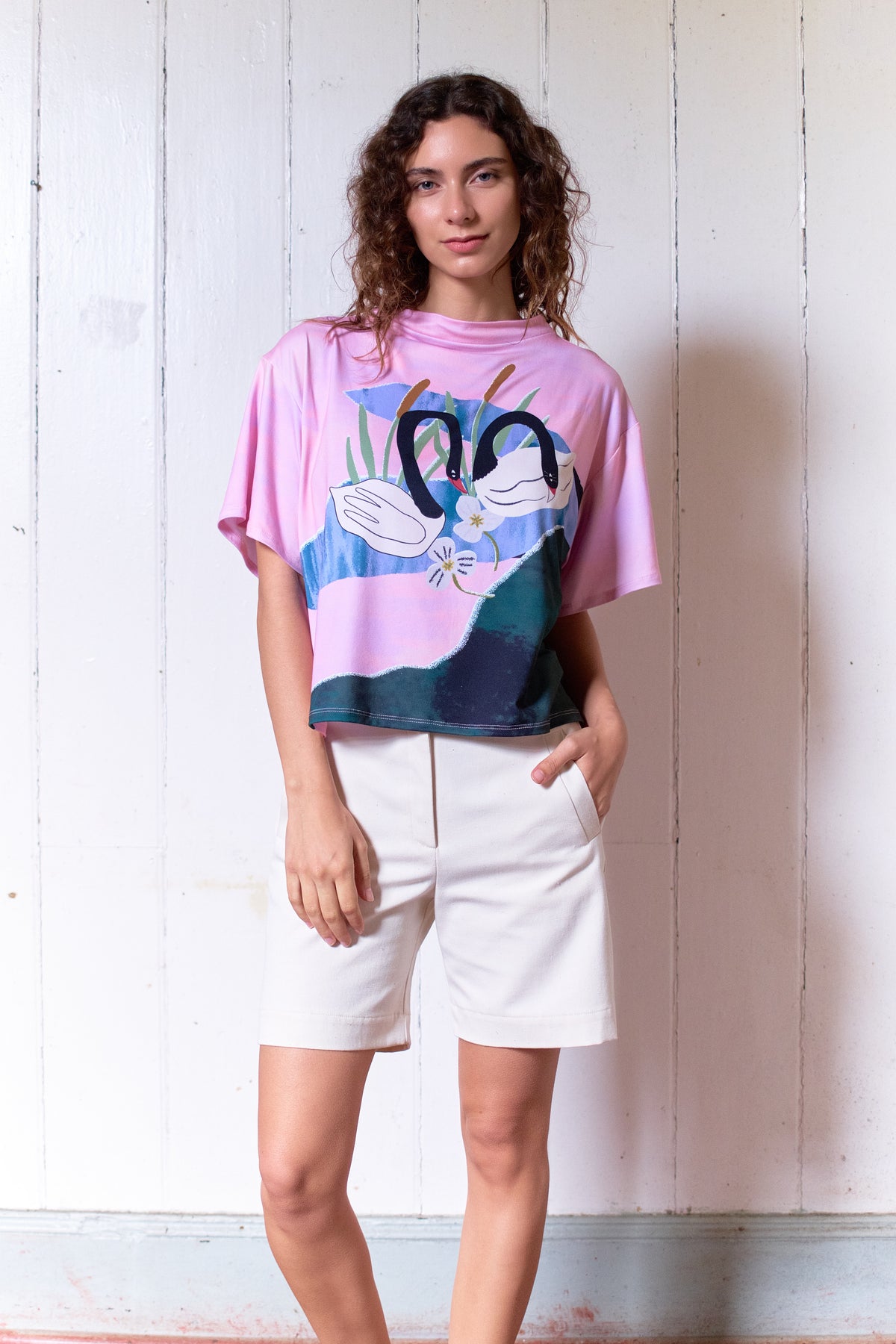 POLERA TORTUGA CUADRO CISNES