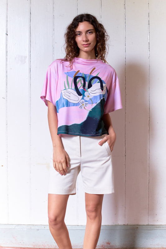 POLERA TORTUGA CUADRO CISNES