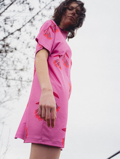 VESTIDO TORTUGA FLORES FUCSIA