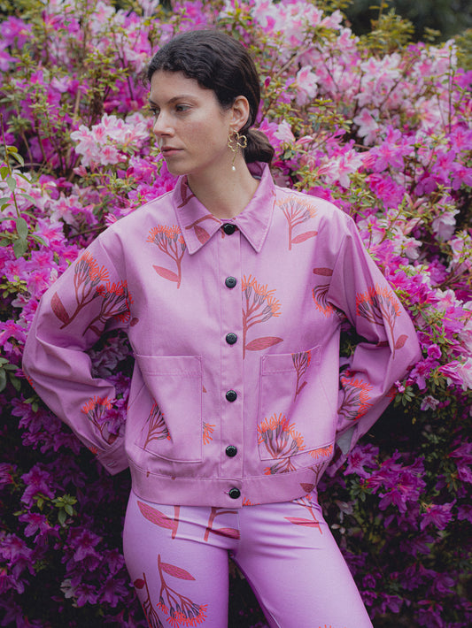 CHAQUETA POOL FLORES FUCSIA