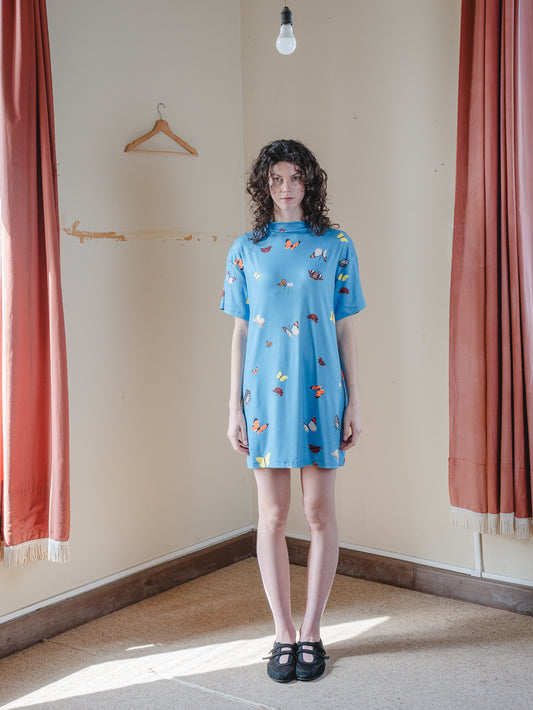 VESTIDO TORTUGA MARIPOSAS CELESTE