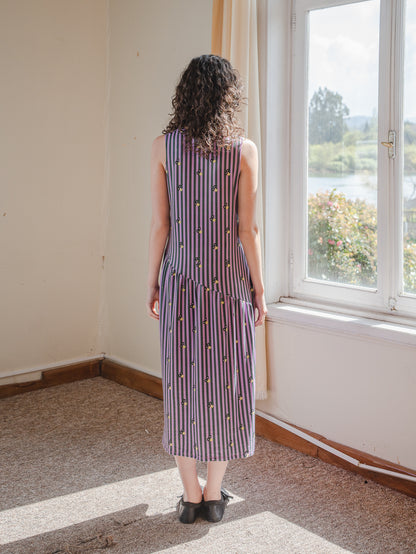 VESTIDO BLUME LARGO RAYAS FLORES