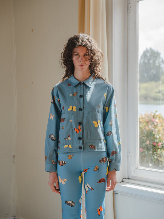 CHAQUETA POOL MARIPOSAS CELESTE
